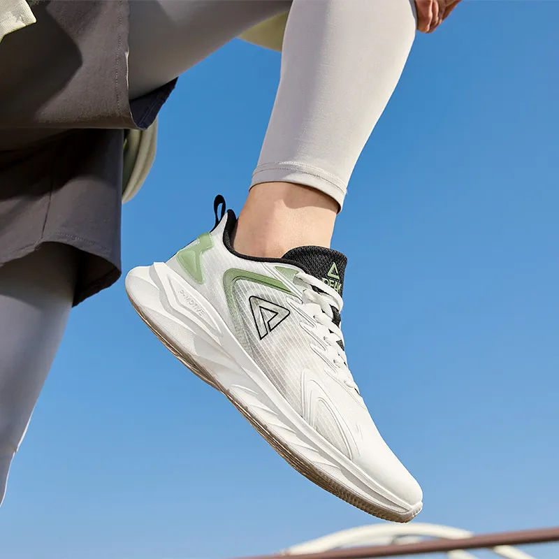 PEAK Slip Resistant, Abrasion Resistant, Breathable Low Top Running Shoes Men's Ecru Green-10