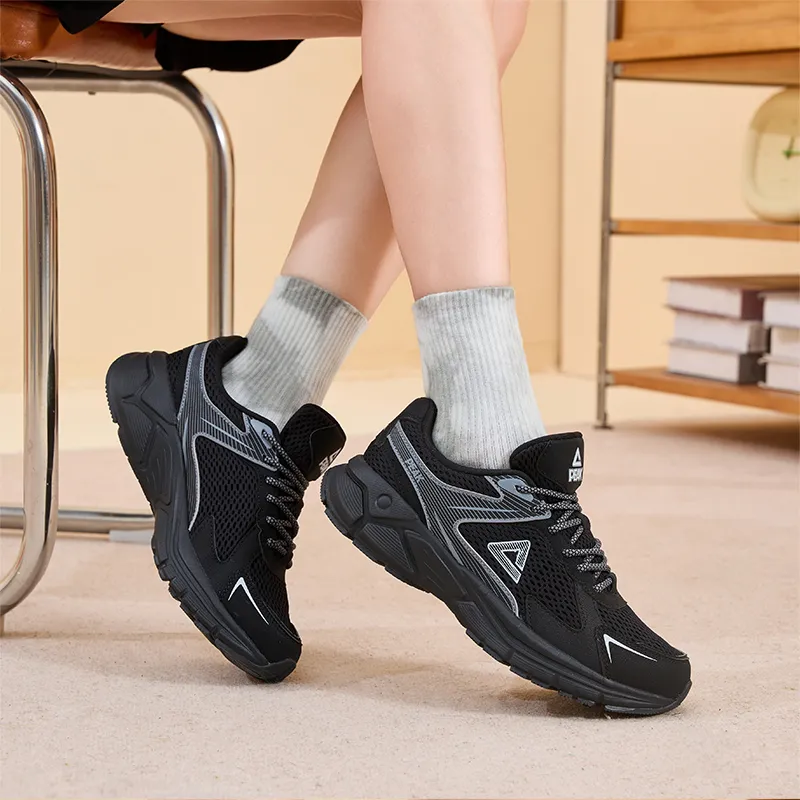 PEAK Cushioning Anti Slip And Wear Resistant Breathable Rebound Low Top Running Shoes Women's Black Dove Gray-6