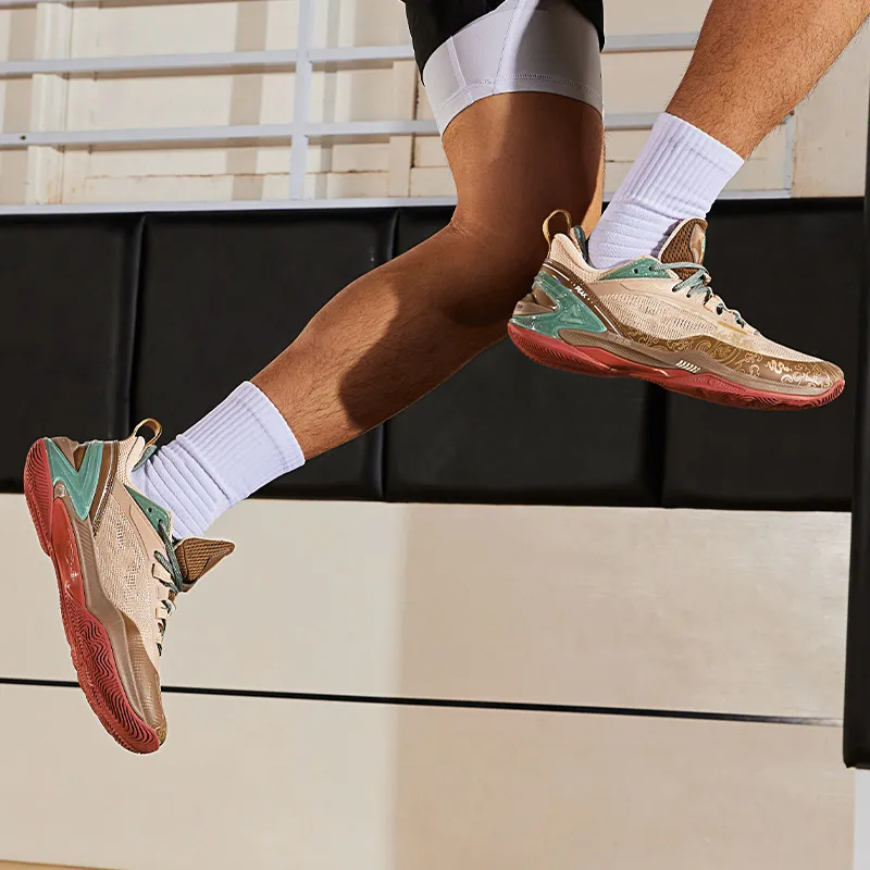 PEAK Guochuang Series Basketball Shoes Men Low Top Yellow Mud-6