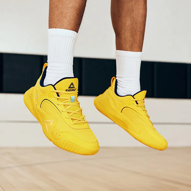 PEAK Sharp Marks Basketball Shoes Men Low Top Yellow-7