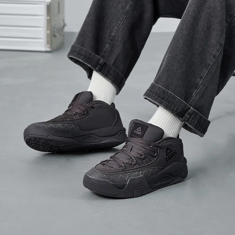 PEAK Taichi Shark Shoes Cushioning Coverage Wear Resistant Breathable High Top Skateboard Shoes Men's Dark Gray-7