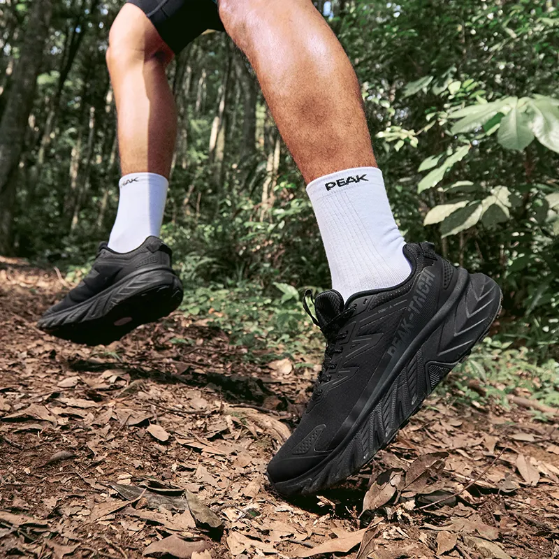 PEAK Cushioning Slip Resistant Abrasion Resistant Rebound Low Top Running Shoes Men Black-6