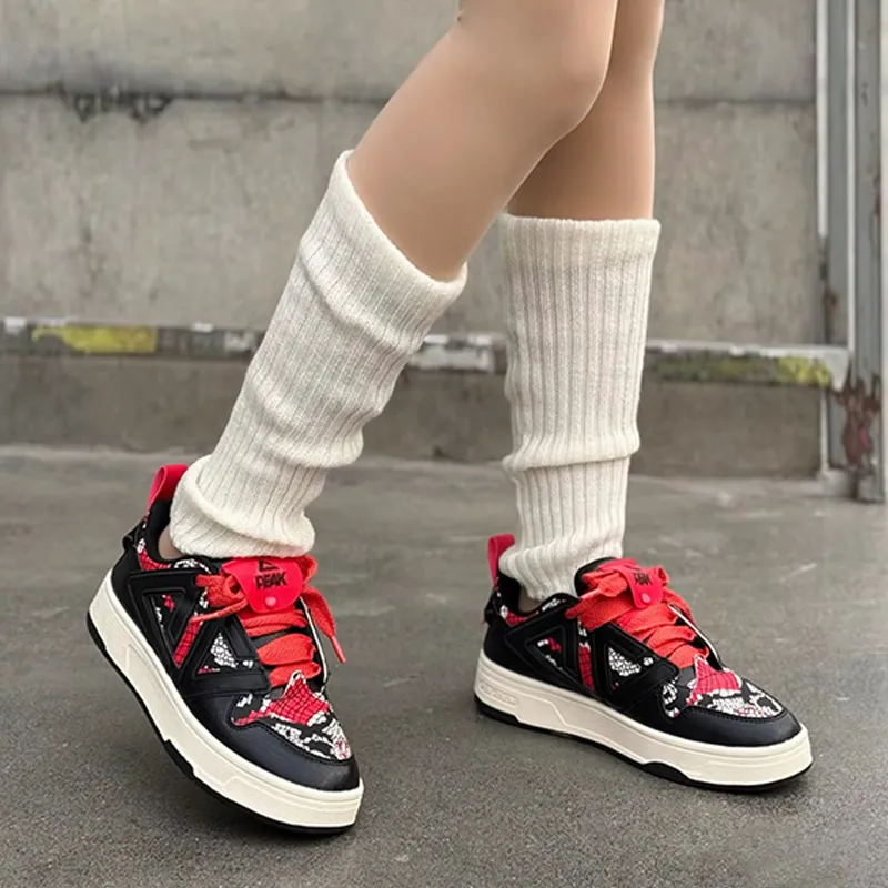 PEAK Slip-Resistant Cushioning Wear-Resistant Support Low-Top Skateboard Shoes Men's Black Precious Red-7