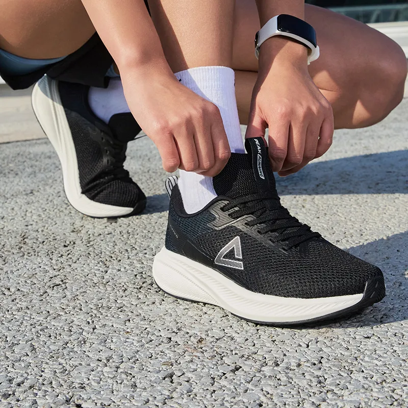 PEAK State Pole Anti Slip And Wear Resistant Breathable Low Top Casual Running Shoes Unisex Black Milky White-6
