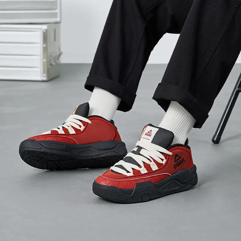 PEAK Taichi Shark Shoes Coverage Cushioning Wear Resistant Breathable Low Top Skateboard Shoes Men's Brick Red-8
