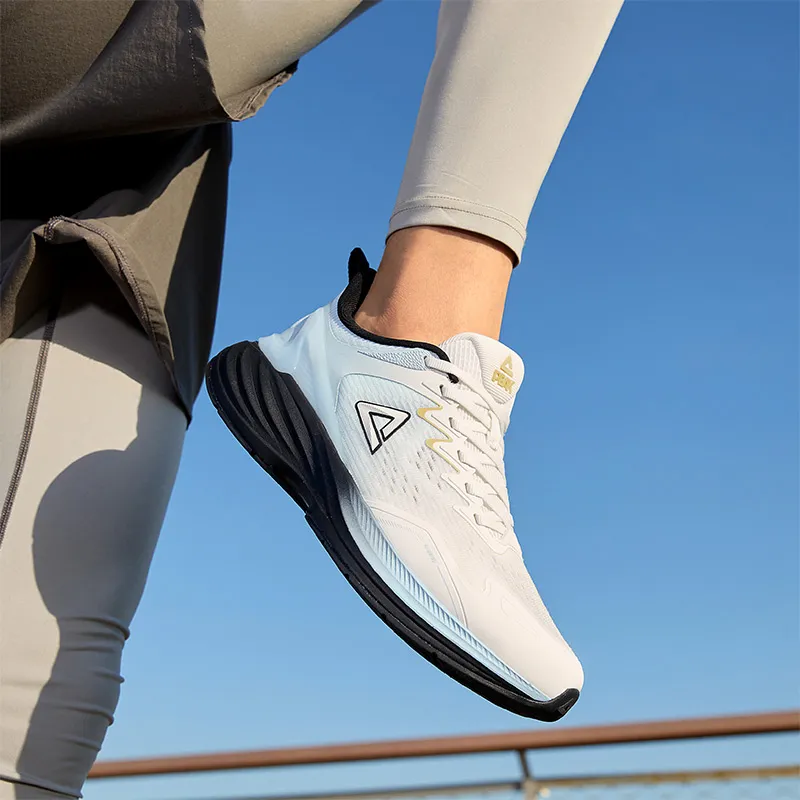 PEAK Cushioning Anti Slip And Wear Resistant Rebound Low Top Pickleball Boom Running Shoes Men's Beige White Moon Blue-7