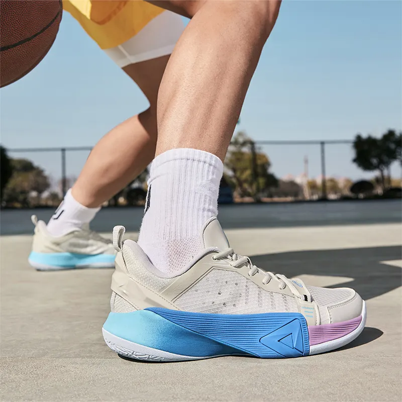 PEAK Taichi Siege Cushioning, Rebound, Abrasion Resistant, Slip Resistant Low Top Basketball Shoes Men's Mist Gray-7