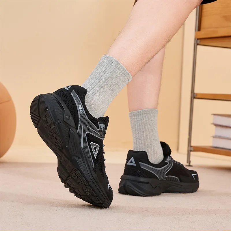 PEAK Shock Absorbers Slip Resistant, Abrasion Resistant, Breathable Low Top Running Shoes Men's Black Dove Gray-6