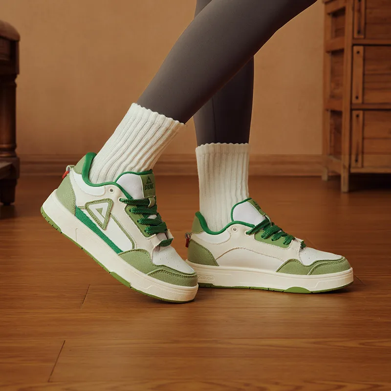 PEAK State Pole Pictorial Skateboard Shoes Women's Low Top Green White-5