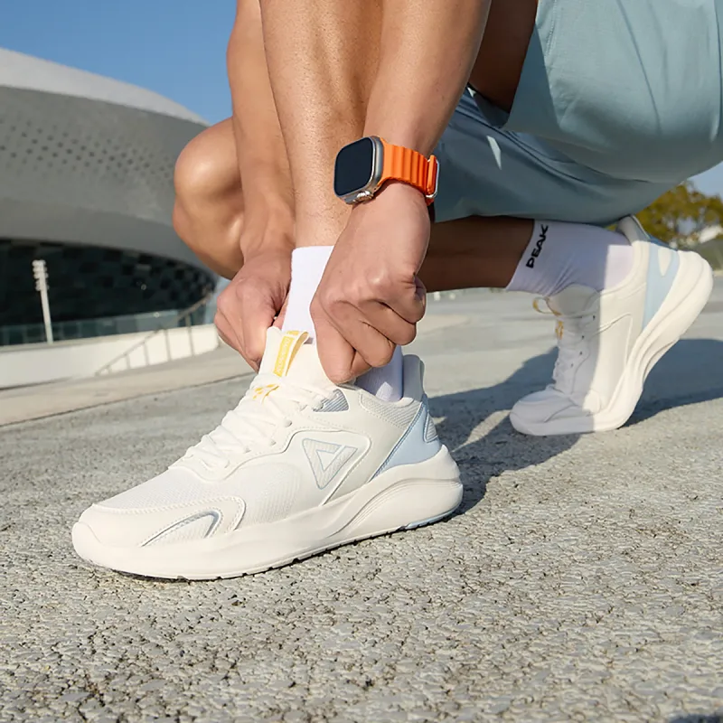 PEAK Cushioning Rebound Wear Resistant Breathable Slip Resistant Low Top Casual Running Shoes Men's Ivory Blue-6