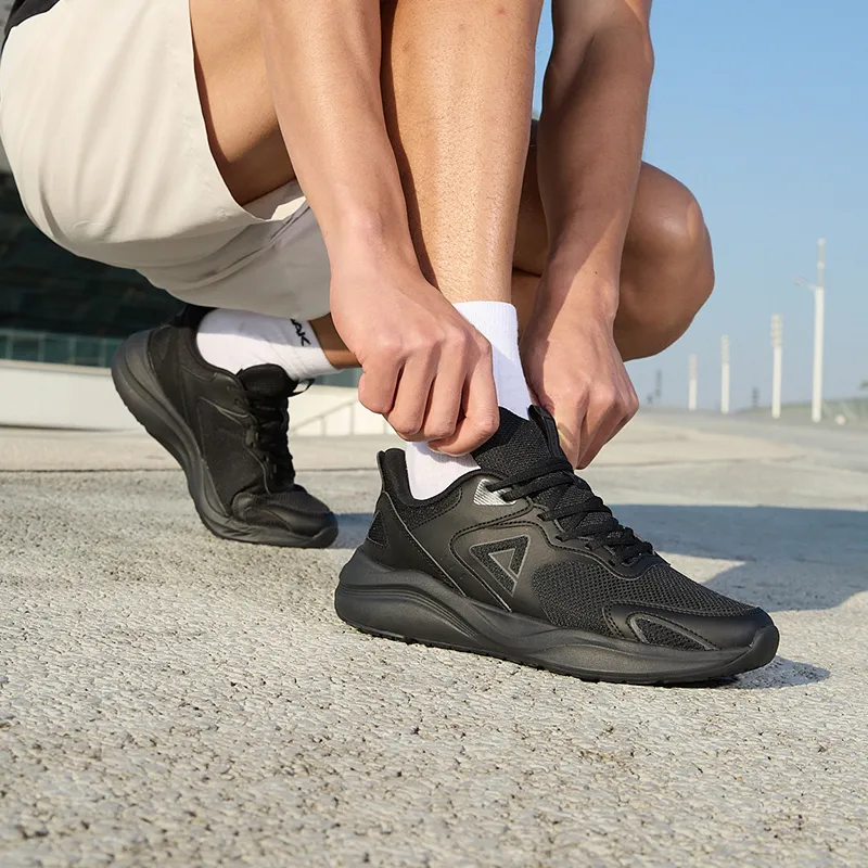 PEAK State Pole Anti Slip And Wear Resistant Coverage Low Top Casual Running Shoes Men's All Black-6