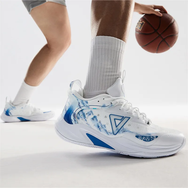 PEAK Lightning Basketball Shoes Men Low Top Baymax/Youth Blue-8