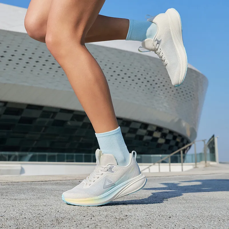 PEAK State Pole Anti Slip Wear Resistant Low Top Casual Running Shoes Unisex White Blue-6