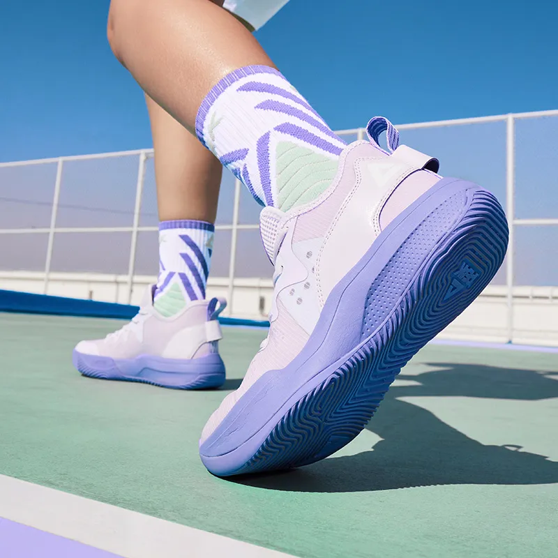 PEAK Lanying Cushioning Anti Slip And Wear Resistant Lightweight Rebound Low Top Basketball Shoes Women's Purple-7