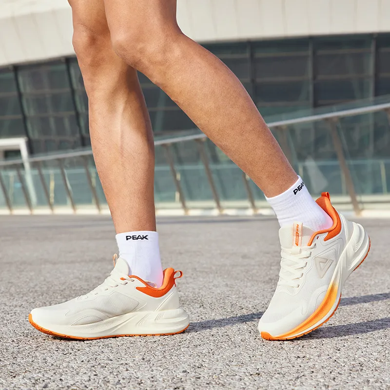PEAK Taichi Flying Horse Low Top Running Shoes Men's White Orange-7