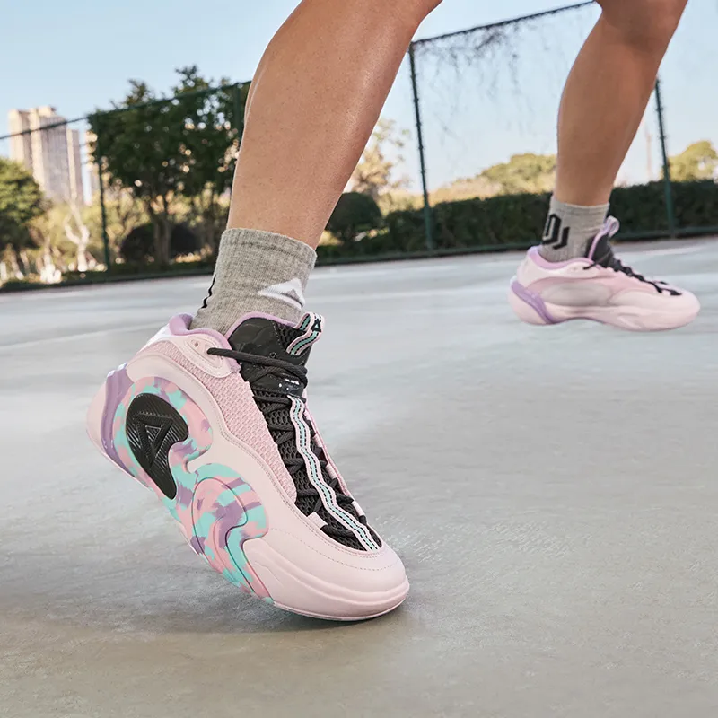 PEAK Cushioning Rebound Wear-Resistant Slip-Resistant Low-Top Basketball Shoes Men's Bright Pink-6