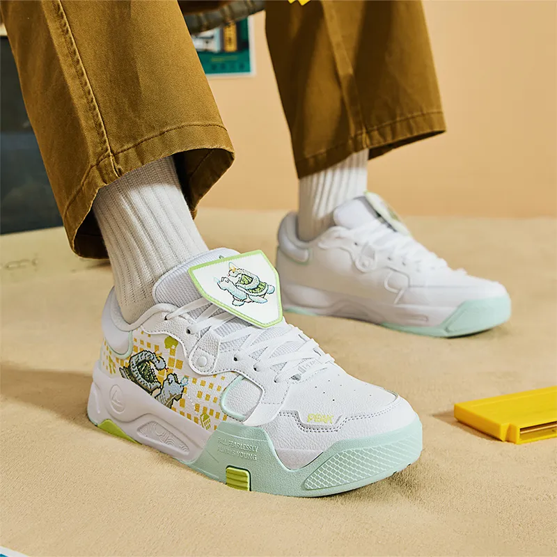 PEAK Skateboard Shoes Men Low Top Baymax/Acid Green-6