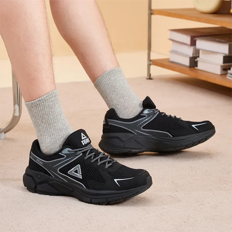 PEAK Shock Absorbers Slip Resistant, Abrasion Resistant, Breathable Low Top Running Shoes Men's Black Dove Gray-8
