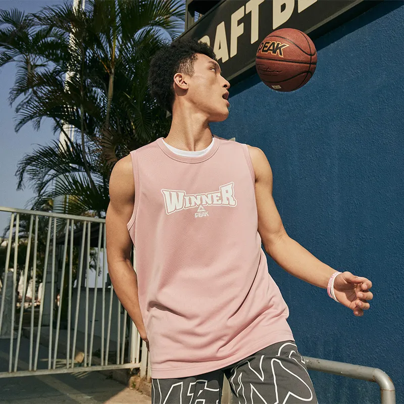 PEAK Basketball Culture Series Tank Tops Men Bubble Gum Pink-4