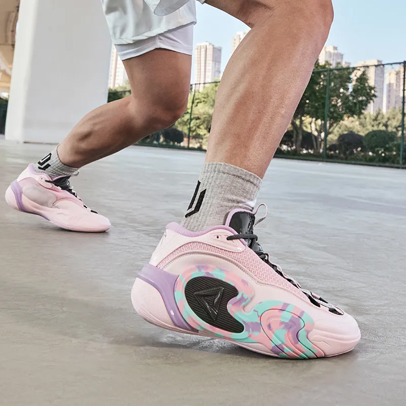 PEAK Cushioning Rebound Wear-Resistant Slip-Resistant Low-Top Basketball Shoes Men's Bright Pink-7