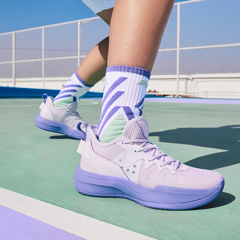 PEAK Lanying Cushioning Anti Slip And Wear Resistant Lightweight Rebound Low Top Basketball Shoes Women's Purple-6
