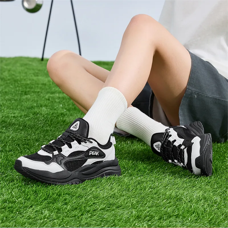 PEAK Cushioning Coverage Rebound Slip Resistant Low Top Casual Shoes Women's Light Gray Black-6