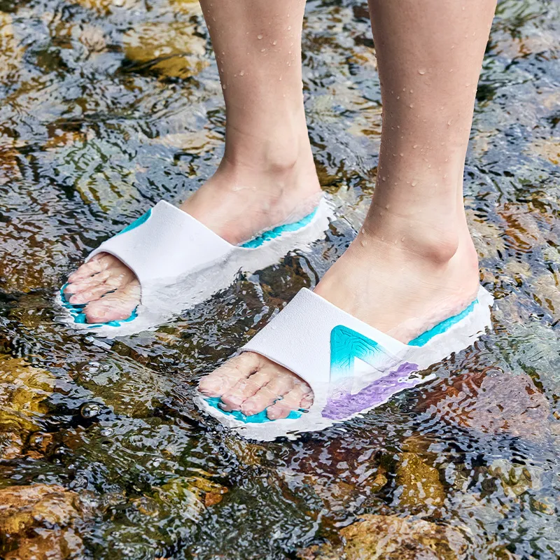 PEAK Slide Slippers Women's Big White Bright Teal-8