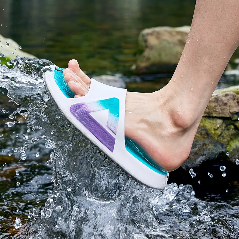 PEAK Slide Slippers Women's Big White Bright Teal-7
