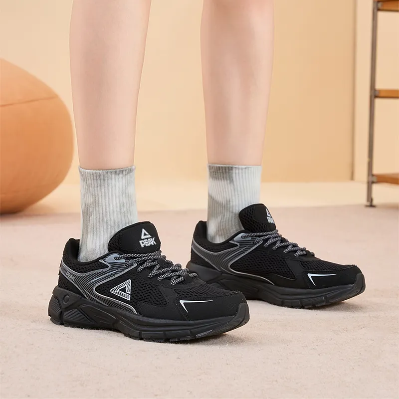 PEAK Cushioning Anti Slip And Wear Resistant Breathable Rebound Low Top Running Shoes Women's Black Dove Gray-7