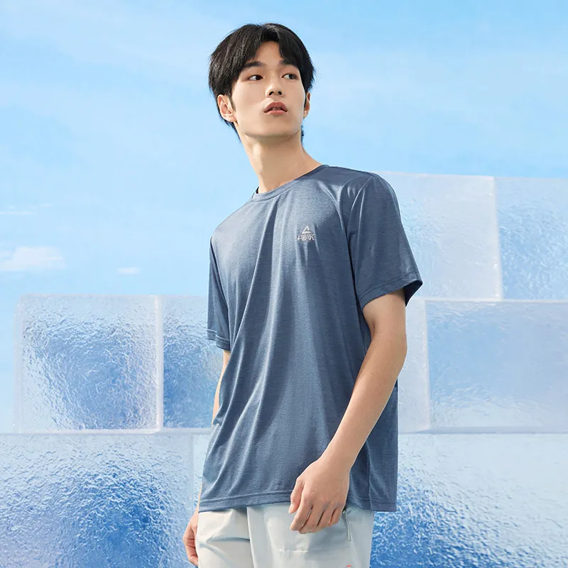 PEAK T Shirts Men Dark Blue Floral Gauze-6