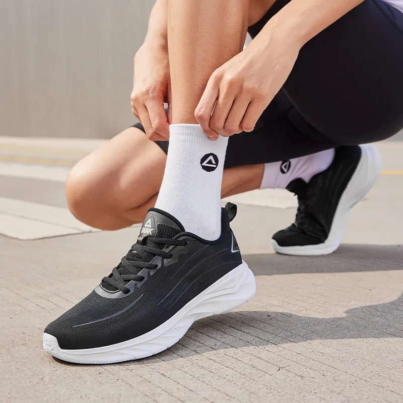 PEAK Cushioning Abrasion Resistant Breathable Slip Resistant Low Top Running Shoes Women's Black Baymax-7