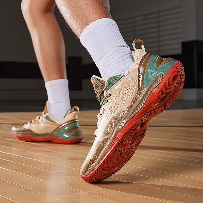 PEAK Guochuang Series Basketball Shoes Men Low Top Yellow Mud-7