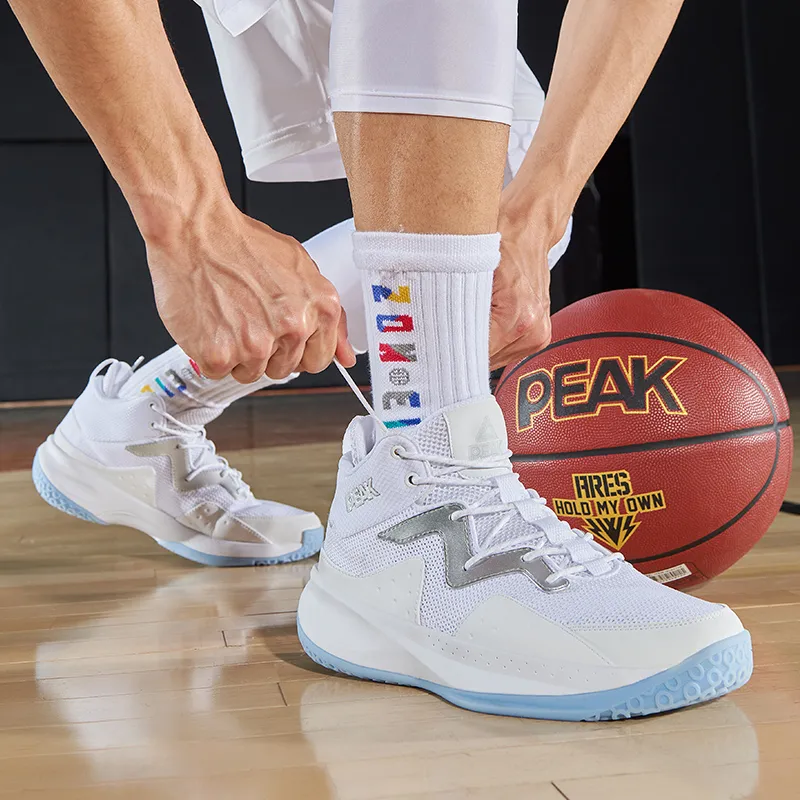 PEAK Basketball Shoes Men Mid Top Baymax/Silver-6