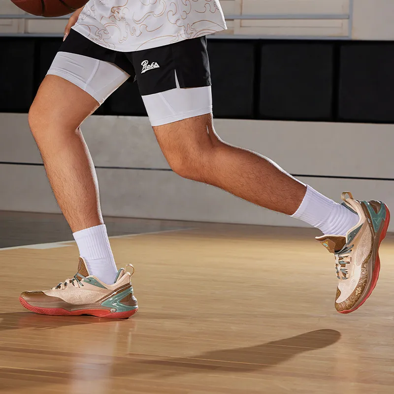 PEAK Guochuang Series Basketball Shoes Men Low Top Yellow Mud-9