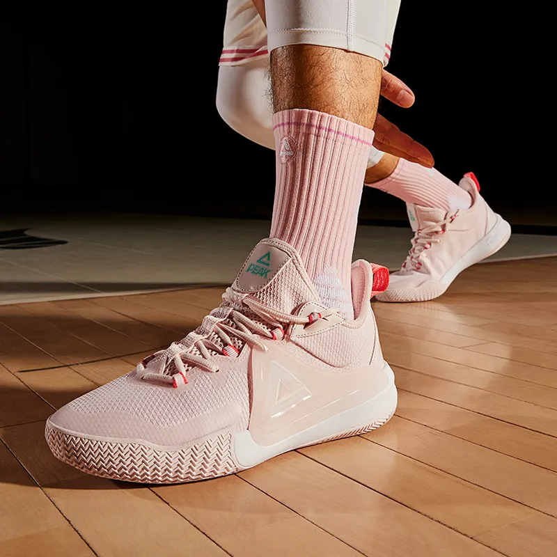 PEAK Blade Abrasion Resistant Cushioning With Rebound Low Top Performance Basketball Shoes Men's Lemon Pink-9