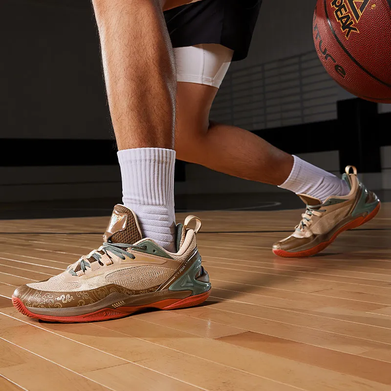 PEAK Guochuang Series Basketball Shoes Men Low Top Yellow Mud-10