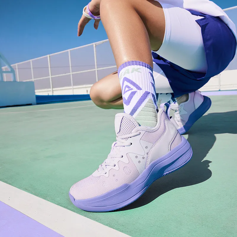PEAK Lanying Cushioning Anti Slip And Wear Resistant Lightweight Rebound Low Top Basketball Shoes Women's Purple-8