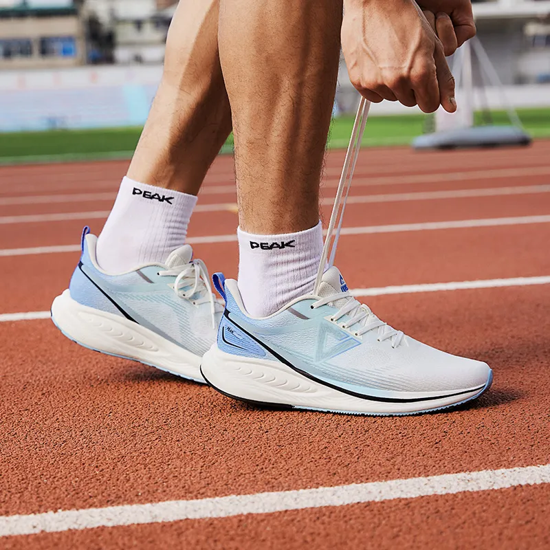 PEAK Taichi Windrunner Running Shoes Men Low Top Beige White Moon Blue-7