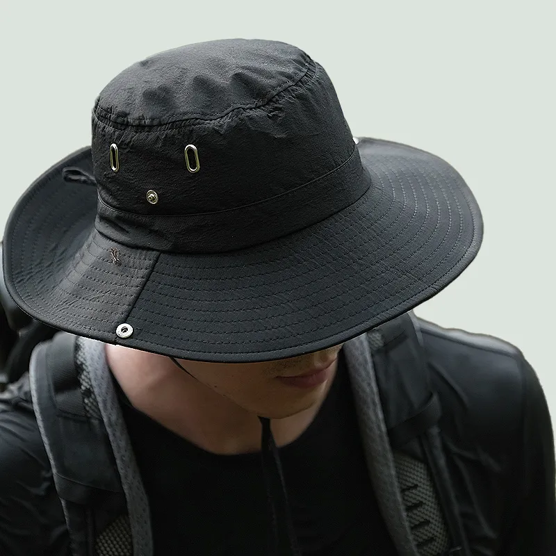 SuperFire Polyester Bucket Hats Unisex Black-1