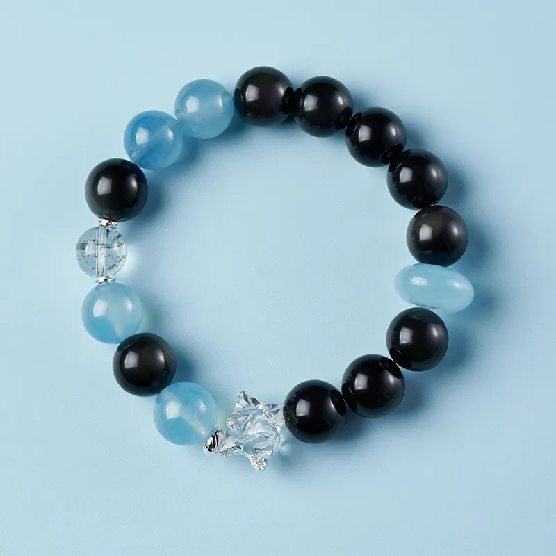 Topgirl Obsidian Beaded Bracelet Accessory In Minimalist Style Women's-3