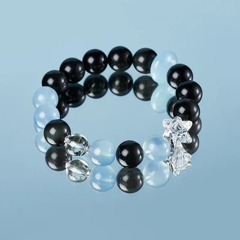 Topgirl Obsidian Beaded Bracelet Accessory In Minimalist Style Women's-2