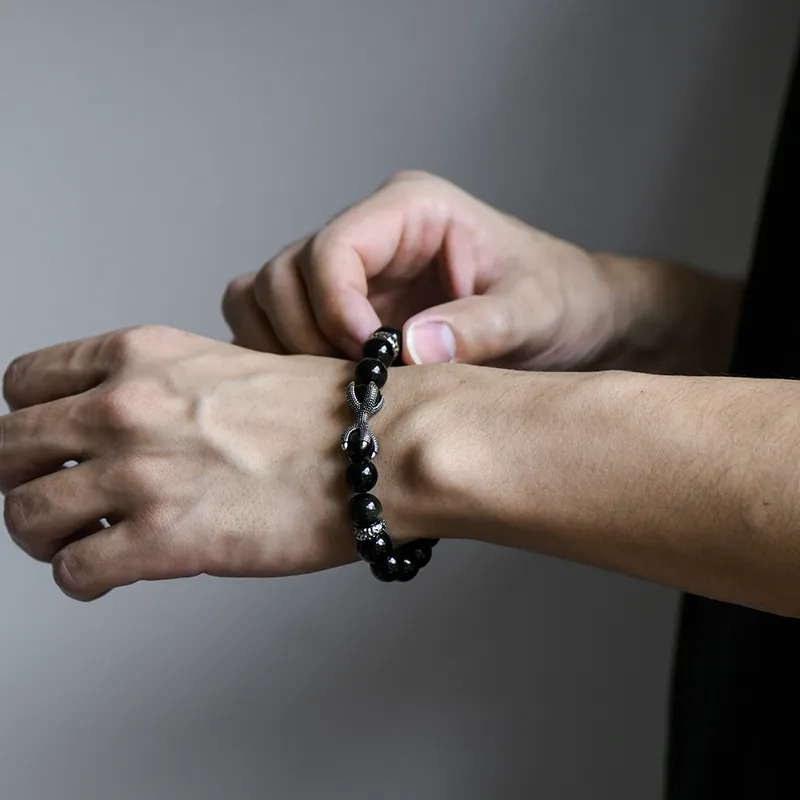Topgirl Obsidian Beaded Bracelet Accessory Men's-2