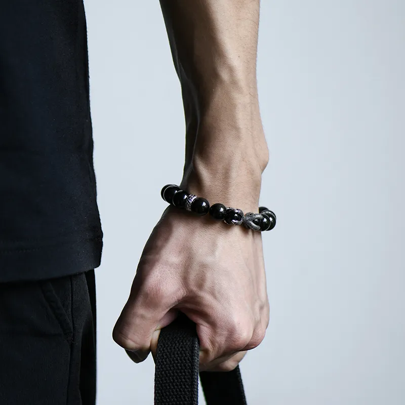 Topgirl Obsidian Beaded Bracelet Accessory Men's-1