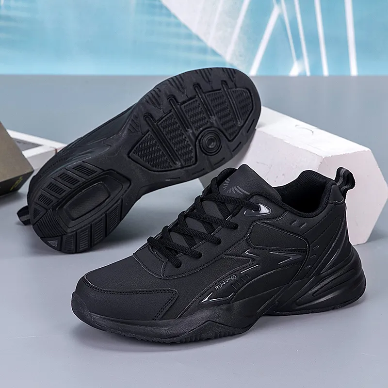 TONYBEAR Anti-Slip And Wear-Resistant Water-Resistant Low-Top Black Monkey Casual Running Shoes Plus Size Men's Black-2