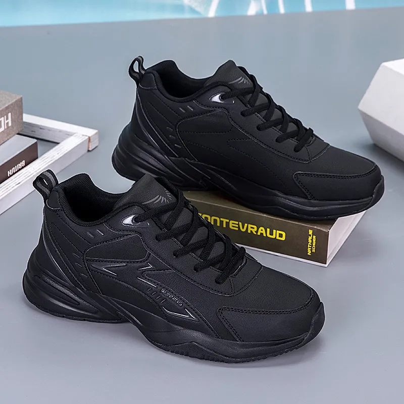 TONYBEAR Anti-Slip And Wear-Resistant Water-Resistant Low-Top Black Monkey Casual Running Shoes Plus Size Men's Black-3