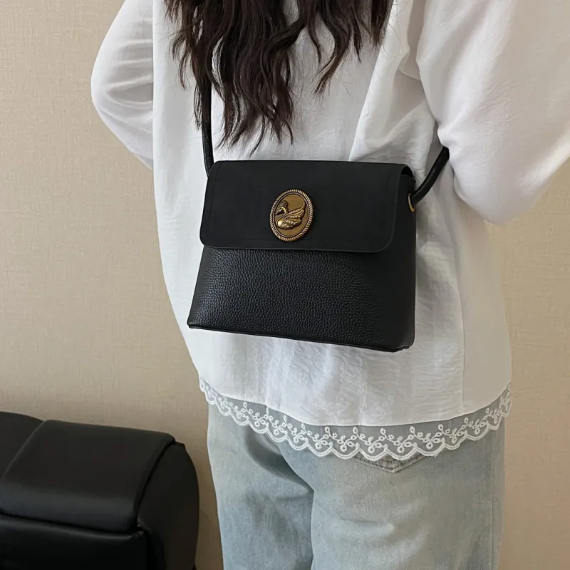 DCLOUD Pu Shoulder Bag, Crossbody Bag Regular Women's Black/Coffee-3
