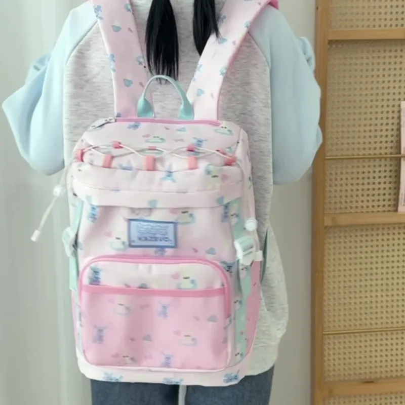 DCLOUD Nylon Backpack Women's Pink/White/Black-1