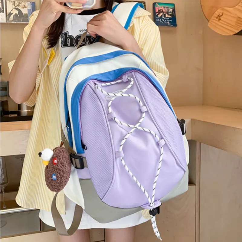 DCLOUD Nylon Backpack Regular Unisex Purple/Black Solid/White-1