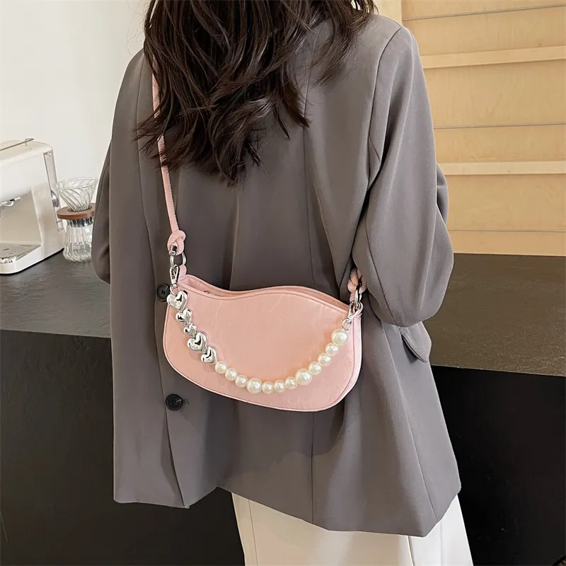 DCLOUD PU Crossbody Bag Shoulder Bag Medium Size Women's White Box/Pink Box-30