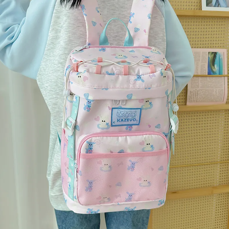 DCLOUD Nylon Backpack Women's Pink/White/Black-2